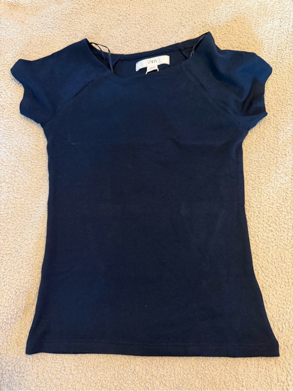 Zara Navy Short Sleeve Girls Tee